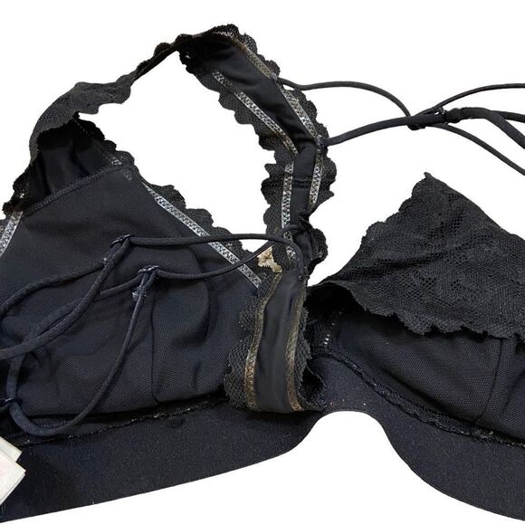 Victoria’s Secret PINK Black Lace Bralette with Multi‎ Strap Back Size Medium - Picture 2 of 12